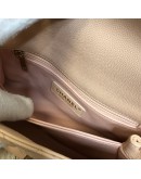 CHANEL Small Coco Handle Handbag in Peach Caviar with Shoulder Strap – Light Gold Hardware (31 Series – Year 2021)