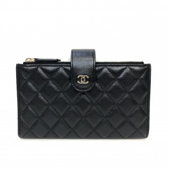 CHANEL Bi-Fold Double-Zipped Long Wallet in Black Caviar - GHW (30 Series – Year 2020)