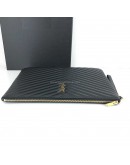 YVES SAINT LAURENT Monogram Large Chevron Quilted Clutch in Black – GHW (Document Case Holder)