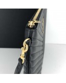 YVES SAINT LAURENT Monogram Large Chevron Quilted Clutch in Black – GHW (Document Case Holder)