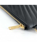 YVES SAINT LAURENT Monogram Large Chevron Quilted Clutch in Black – GHW (Document Case Holder)