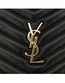 YVES SAINT LAURENT Monogram Large Chevron Quilted Clutch in Black – GHW (Document Case Holder)