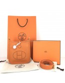 HERMES Mini Evelyne 16 in Orange Taurillon Clemence with Shoulder Strap – GHW (Stamp B - Year 2023)