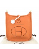 HERMES Mini Evelyne 16 in Orange Taurillon Clemence with Shoulder Strap – GHW (Stamp B - Year 2023)