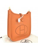 HERMES Mini Evelyne 16 in Orange Taurillon Clemence with Shoulder Strap – GHW (Stamp B - Year 2023)