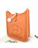 HERMES Mini Evelyne 16 in Orange Taurillon Clemence with Shoulder Strap – GHW (Stamp B - Year 2023)